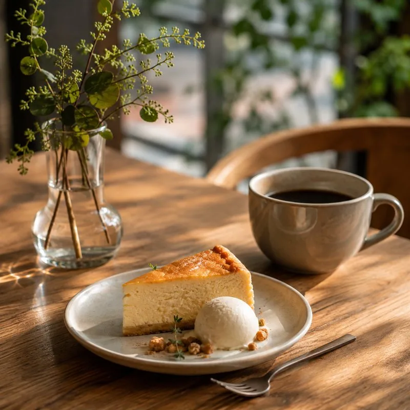 チーズケーキとコーヒー